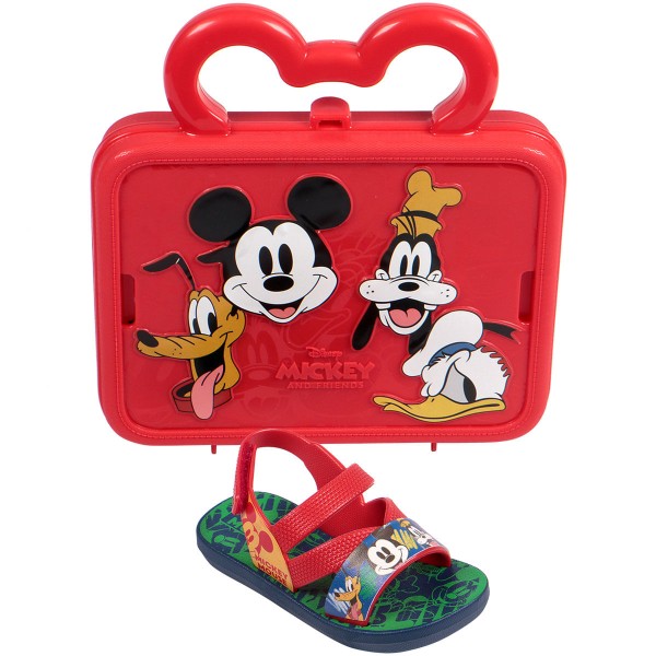Encontraproduto.com.br - Sandália Papete Grendene Kids Mickey Com Maleta Vermelha
