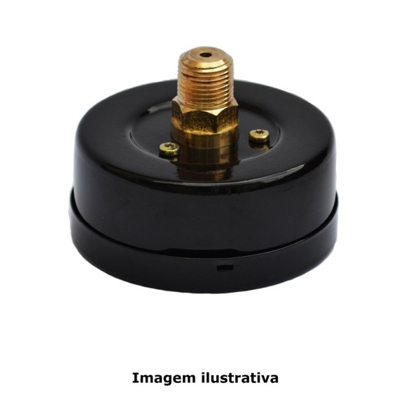 Encontraproduto.com.br - Manômetro Caixa Aço Carbono Interno de Latão Ø100mm Classe B Escala Dupla 0 a 7kg/cm² (100Psi) Rosca 1/2