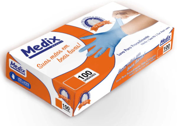 Encontraproduto.com.br - Luvas Nitrilica  Procedimento Media  Azul Sem Po Cx/100 Medix