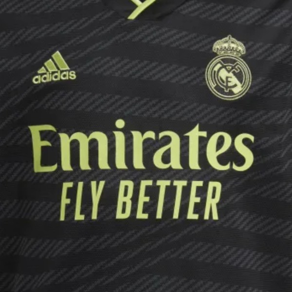 Encontraproduto.com.br - Camisa Real Madrid III 22/23 Adidas Infantil - Preta/Verde