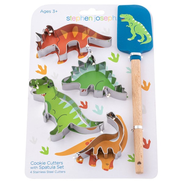 Encontraproduto.com.br - Kit de Espátula e Moldes para Cookies Dino Stephen Joseph