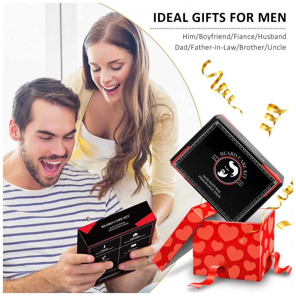 Encontraproduto.com.br - Kit para Barba Profissional Portátil com Cera, Óleo, Tesoura e Pente, 5 Itens, ABUDICS, Preto