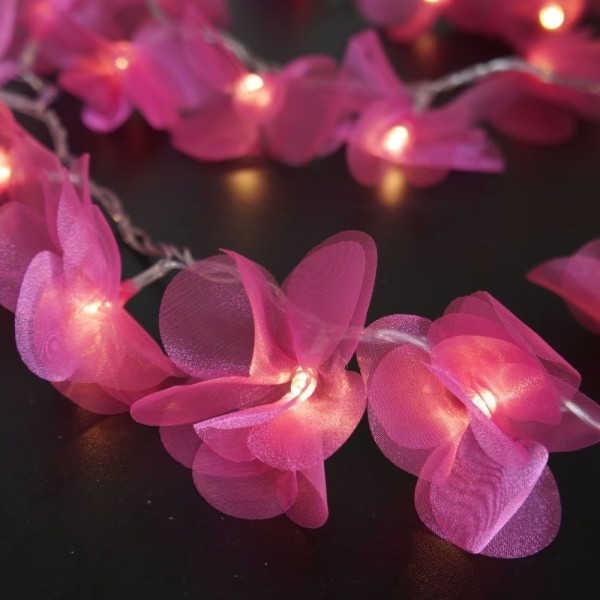 Encontraproduto.com.br - Fio De Luz Luz De Fada Pompom Organza Pink Bivolt