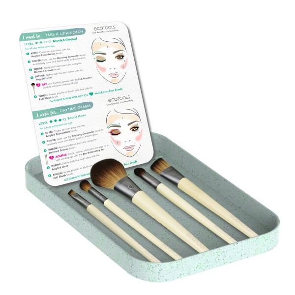 Encontraproduto.com.br - Kit com 5 Pincéis Essenciais Start the Day Beautifully N° 1606 – Ecotools