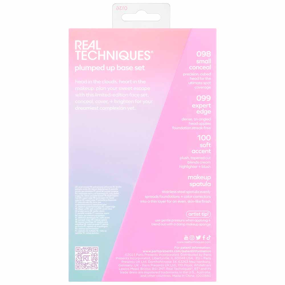 Encontraproduto.com.br - Real Techniques Pastel Pop Plumped Up Kit - 3 Pincéis para o Rosto + 1 Espátula de Maquiagem