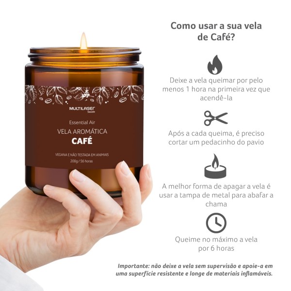 Encontraproduto.com.br - Vela Aromática de Café 200g Multi Saúde - HC526OUT [Reembalado]