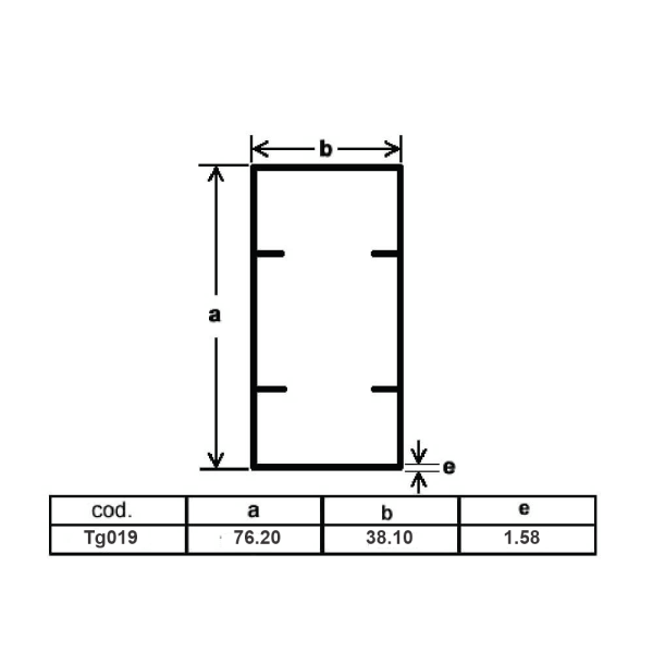 Encontraproduto.com.br - Tubo Retangular Bronze 38 x76,2 - 02 uni de 3m TG019