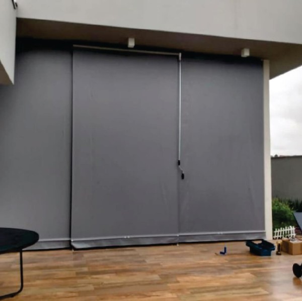 Toldo Cortina Retratil Cinza - 4,00m x 2,75m - Kit Completo