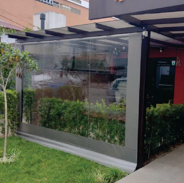 Toldo Cortina Cinza c/ visor - 2,90m x 2,40m - kit completo