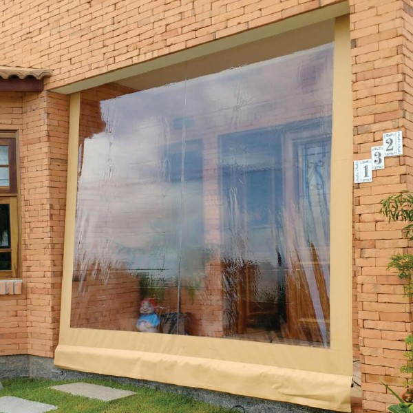Encontraproduto.com.br - Toldo Cortina Ocre c/ visor - 3,40m x 2,30m - kit completo
