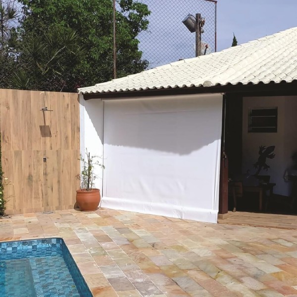 Toldo Cortina Branco - 3,70m x 2,60m - kit completo