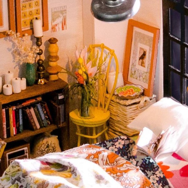 Encontraproduto.com.br - Diy House Miniatura - Quarto - com Led - DG107 - Kuga