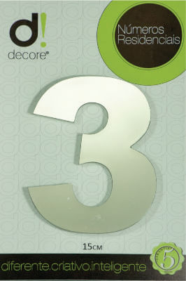 Número Residencial 3 Espelhado 15cm Decore