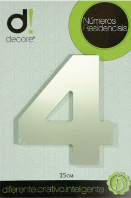 Número Residencial 4 Espelhado 15cm Decore