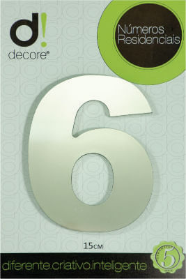 Número Residencial 6 Espelhado 15cm Decore