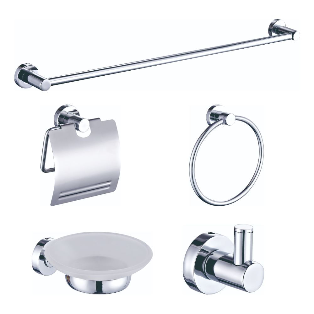 Kit Acessórios Para Banheiro Roma 5 Peças Inox Euro