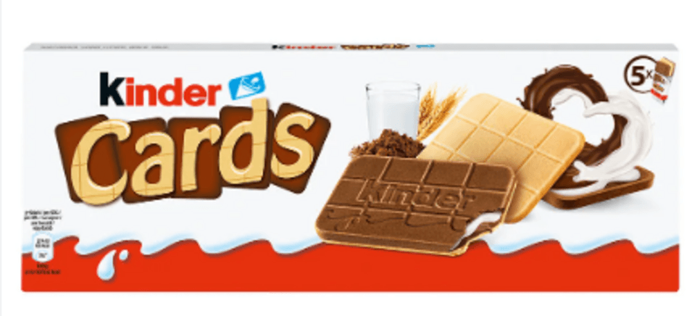 Encontraproduto.com.br - Biscoito Wafer Chocolate ao Leite KINDER Cards 25,6g