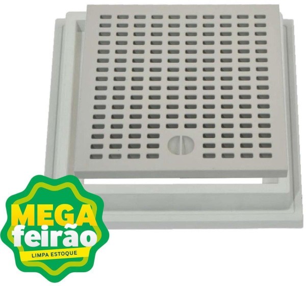 Encontraproduto.com.br - Ralo Grelha Quadrado com Aro Odem 20x20cm