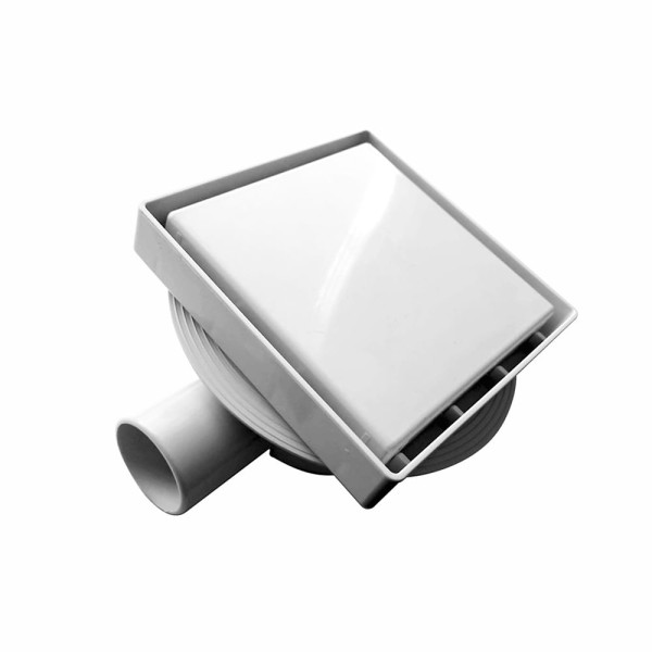 Encontraproduto.com.br - Ralo Invísivel Sifonado com Grelha Quadrada ABS Branca 130x130mm Odem
