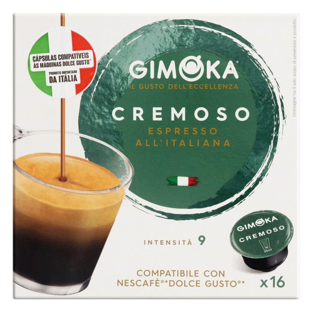 Encontraproduto.com.br - Café Italiano GIMOKA Cremoso com 16 Cápsulas Compatível com Dolce Gusto