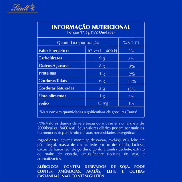 Encontraproduto.com.br - Chocolate Ao Leite Lindt Nocci Avelã 35g