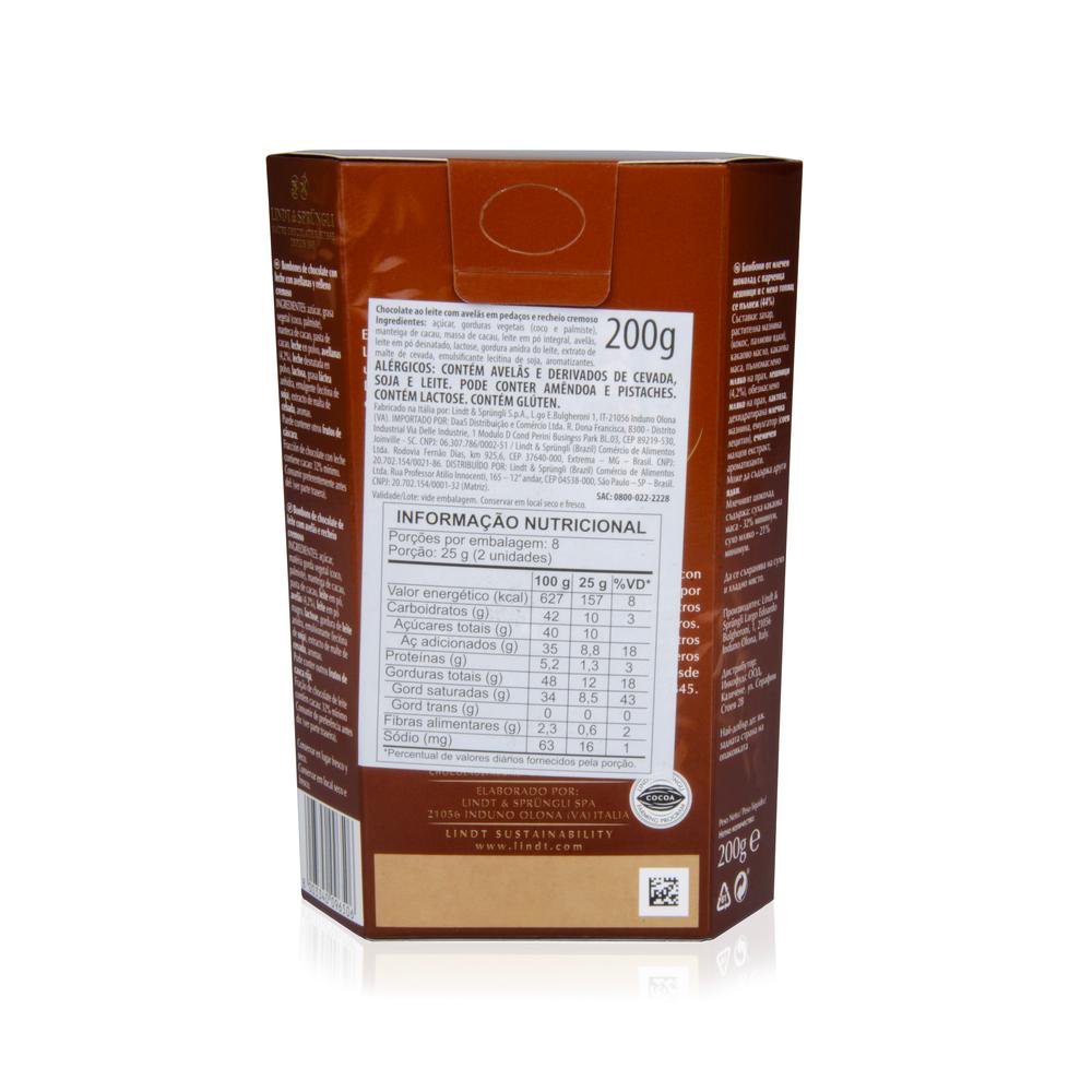 Encontraproduto.com.br - Trufas de Chocolate ao Leite Com Avelãs e Recheio Cremoso Lindt 200g