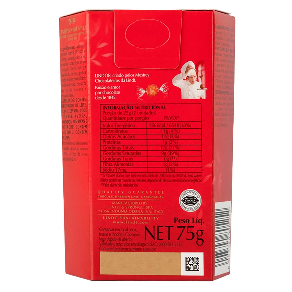 Encontraproduto.com.br - LINDT LINDOR CORN AO LEITE 75G
