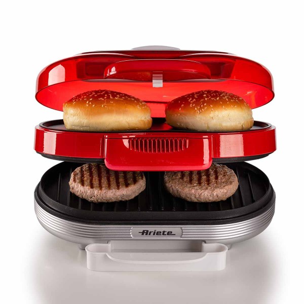 Encontraproduto.com.br - Grill Sanduicheira Burger Ariete 205 Retrô Party Time vermelha 1200w 220 volts