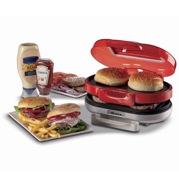 Encontraproduto.com.br - Grill Sanduicheira Burger Ariete 205 Retrô Party Time vermelha 1200w 220 volts