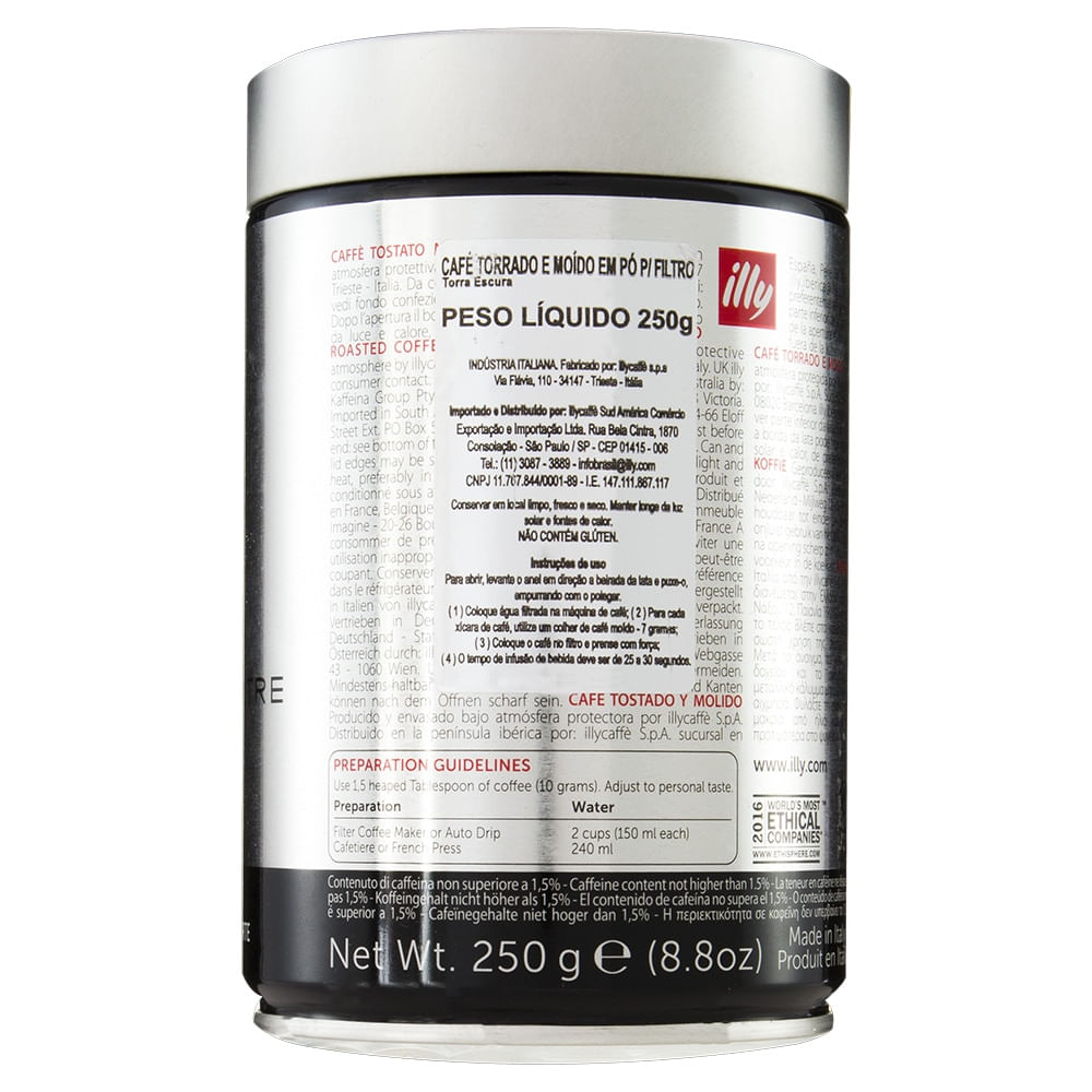 Encontraproduto.com.br - Café Torrado e Moído Intenso Illy Blend Lata 250g