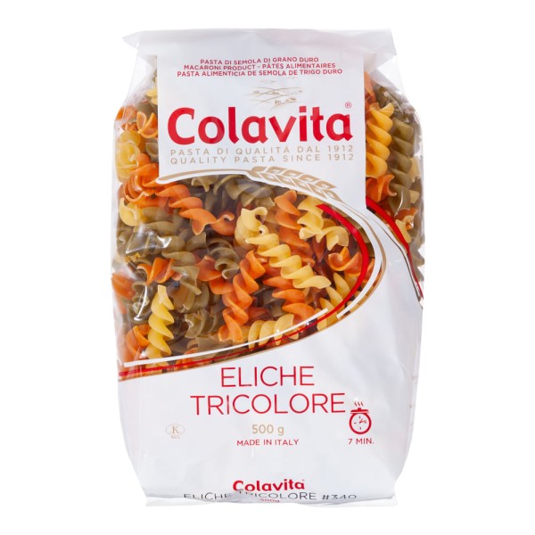 Encontraproduto.com.br - Massa de Macarrão de Sêmola Grano Duro Eliche Tricolore Colavita 500g