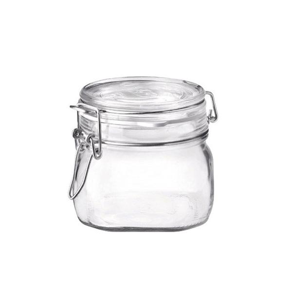 Pote de Vidro Quadrado Hermético 500ml Fido Bormioli