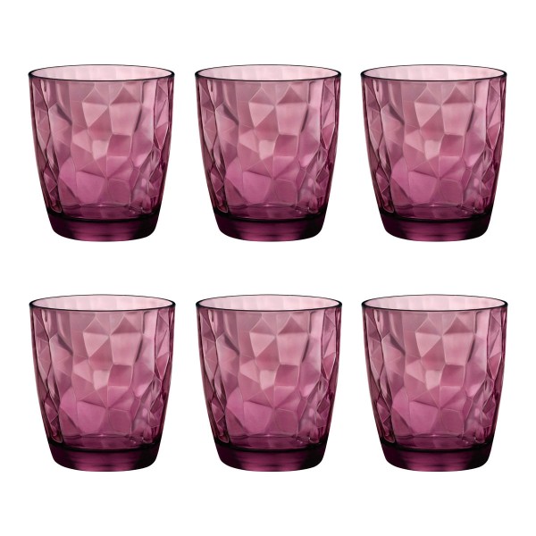 Copo Baixo De Vidro Bormioli Rocco 390 ml Lilás Diamond 6 Peças