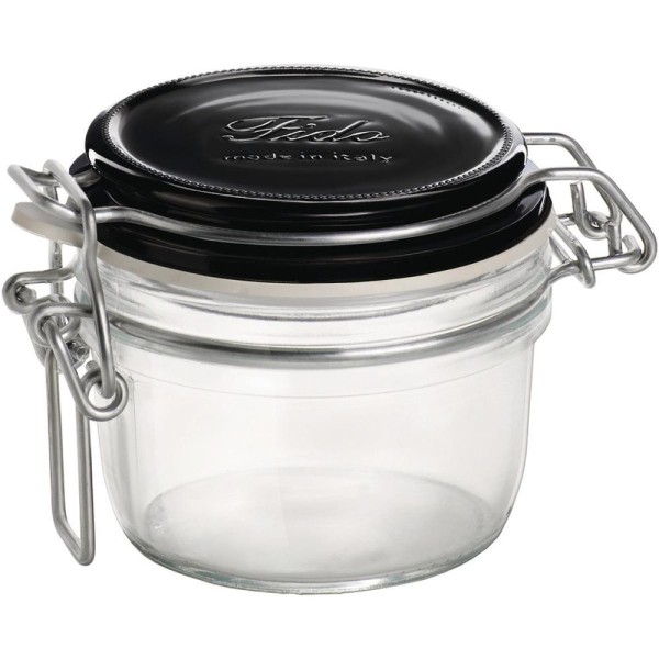 Bormioli Rocco Fido Pote Hermético 7X8X8Cm 125Ml Vidro Transp Tampa Preta