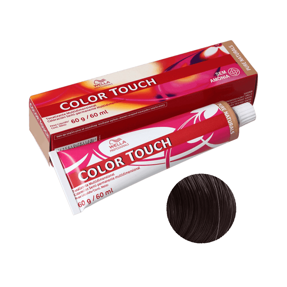 Tonalizante Wella Color Touch Pure Naturals 4.0 Castanho Médio 60g