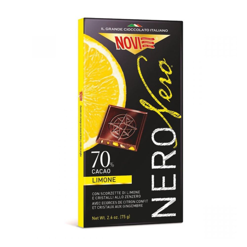 Encontraproduto.com.br - Chocolate 70% Cacau Com Limão E Gengibre Italiano Novi 75 G
