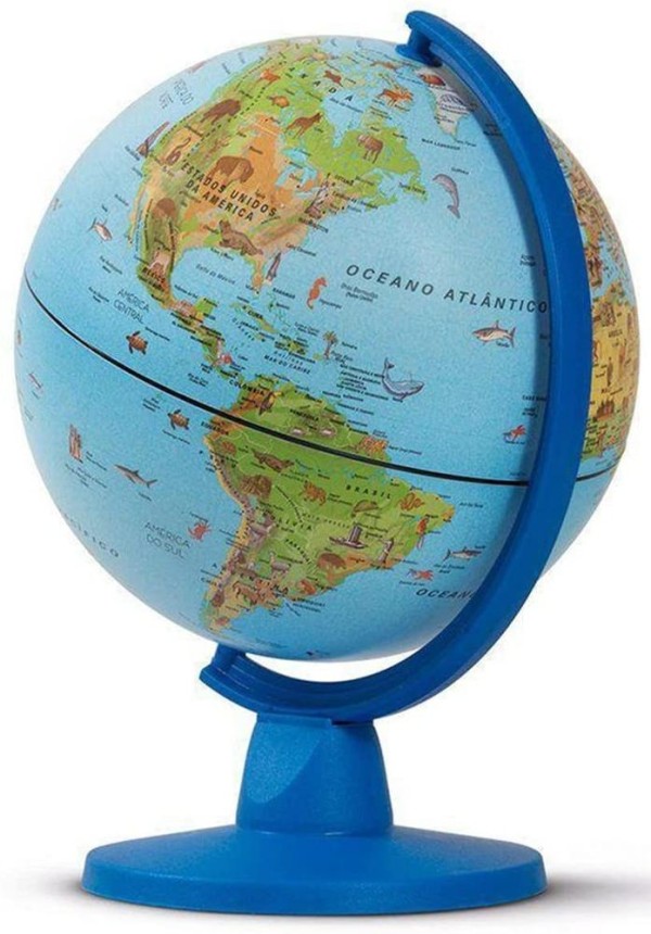 Encontraproduto.com.br - Mini Globo Terrestre Safari Em Português 16cm - Tecnodidattica