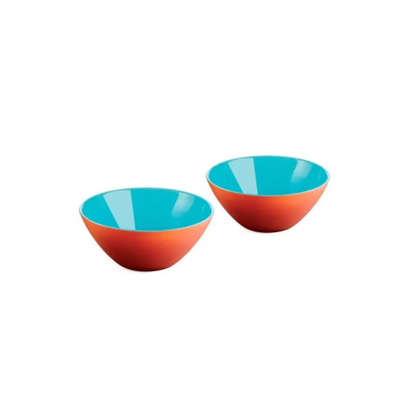 Jogo de bowls em acrílico Guzzini My Fusion 2 peças 12cm coral com azul