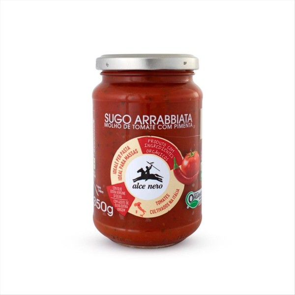 Molho De Tomate Italiano Orgânico Alce Nero Arrabbiata Vidro 350g
