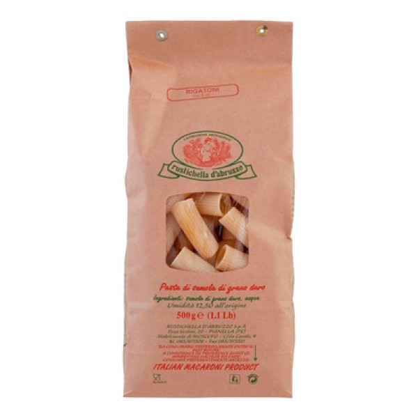 Encontraproduto.com.br - Massa de Semola Rustichella Rigatoni Caixa 500g