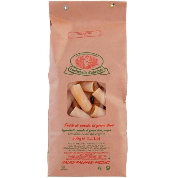 Encontraproduto.com.br - Massa de Semola Rustichella Rigatoni Caixa 500g