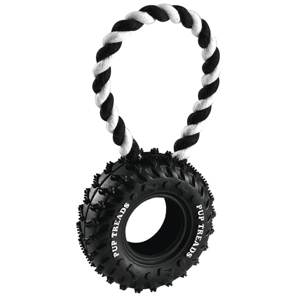 Encontraproduto.com.br - Brinquedo Mordedor Ferplast Pa 6430 Pneu com Corda para Cães Preto