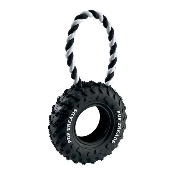 Encontraproduto.com.br - Brinquedo Mordedor Ferplast Pa 6430 Pneu com Corda para Cães Preto