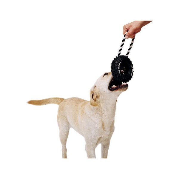 Encontraproduto.com.br - Brinquedo Mordedor Ferplast Pa 6430 Pneu com Corda para Cães Preto