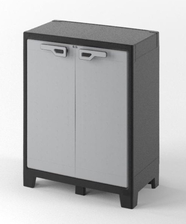 Encontraproduto.com.br - Armário Multiuso 2 Portas Baixo Keter Titan Cinza E Preto