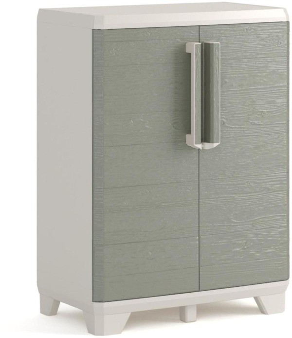 Encontraproduto.com.br - Armário Multiuso 2 Portas Baixo Keter Wood Grain Bege