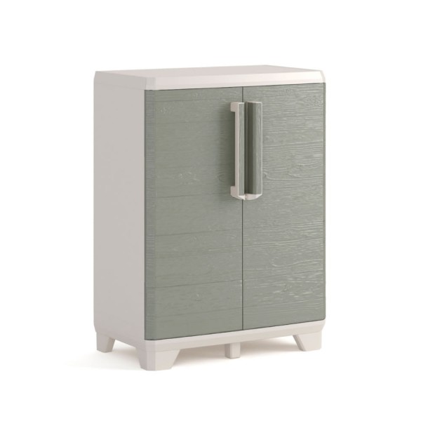 Encontraproduto.com.br - Armário Multiuso 2 Portas Baixo Keter Wood Grain Bege