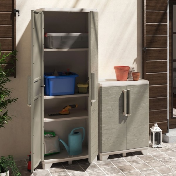 Encontraproduto.com.br - Armário Multiuso 2 Portas Baixo Keter Wood Grain Bege