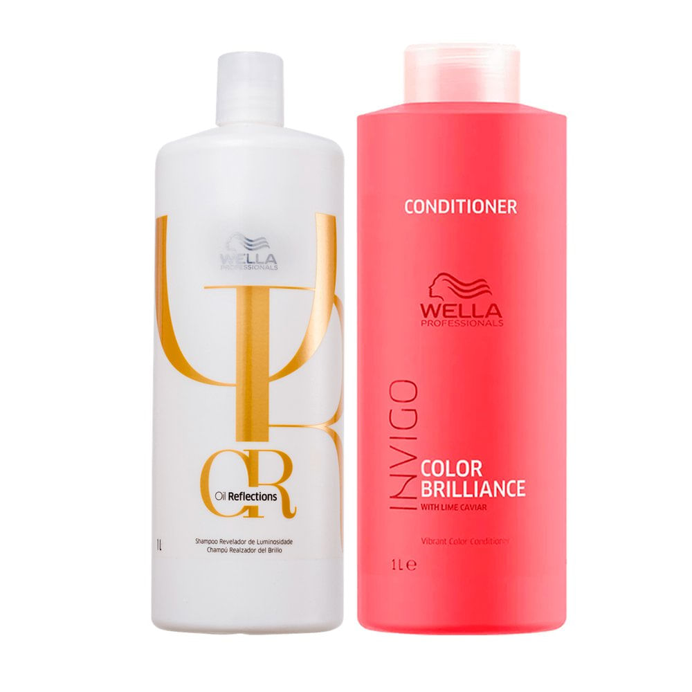 Kit Wella Shampoo Oil Reflections 1L + Condicionador Color Brilliance 1L