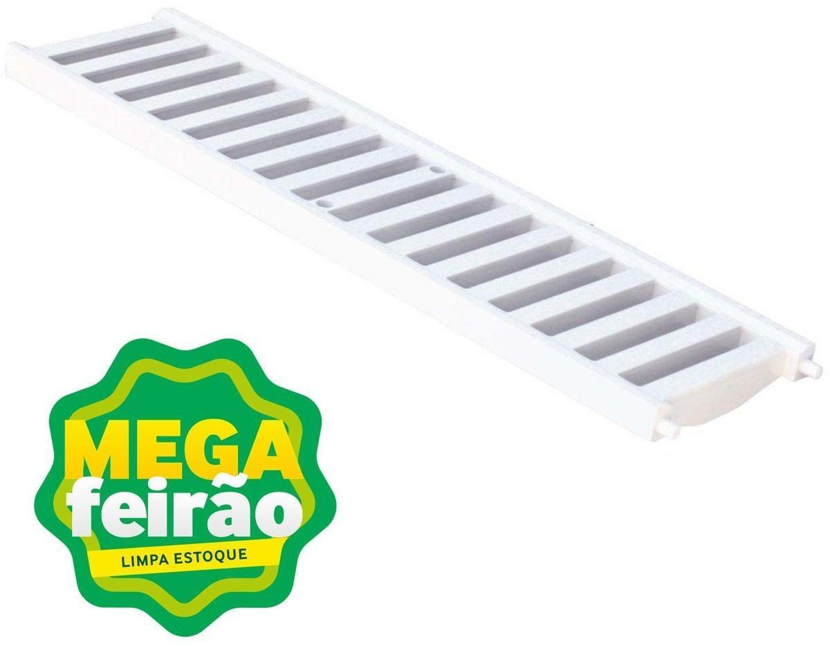 Ralo Grelha Retangular Reforçado Odem Branco 13x50cm